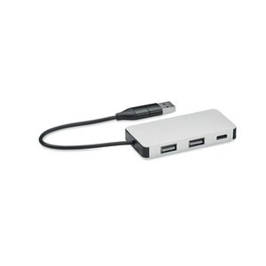 HUB Aluminium 3-Port USB Hub with 20cm Cable - GiftRetail MO2142