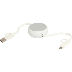 Alasia 5-in-1 100 cm recycled plastic and aluminium retractable data sync and 45W fast charge cable - EgotierPro 124420