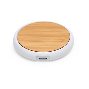 Stamina IA3018 - SOYUZ Wireless charger made with white ABS body and bamboo surface