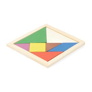 Stamina JU0111 - LEIS Puzzle Tangram wykonane z naturalnego drewna z 7 kolorowymi elementami