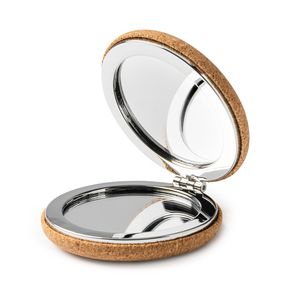 BELLE Folding double-sided pocket mirror made of natural cork and chrome plated metal