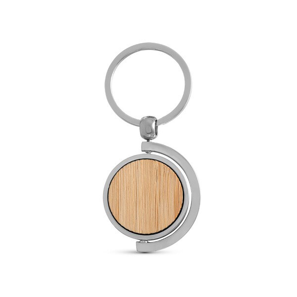 Circular bamboo keyring