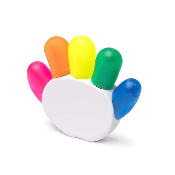 PUNTER Set of five markers in different colours with hand shaped holder