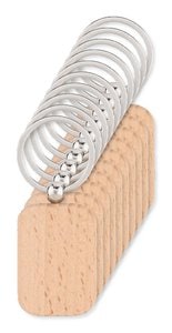 Pack of 100 GiftRetail MO9774 - POTY WOOD Elegant Rectangular Wooden Key Ring Accessory