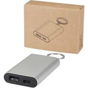 Arcturus 2000 mAh recycled aluminium power bank with keychain - EgotierPro 124517